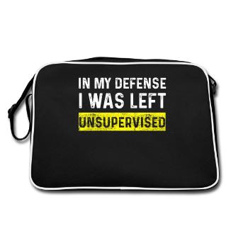 In My Defense I Was Left Unsupervised Sarcasm - Retro Bag - black/white - Back