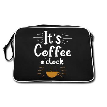 It's Coffee o clock Funny Coffee - Retro Tasche - Schwarz/Weiß - Hinten