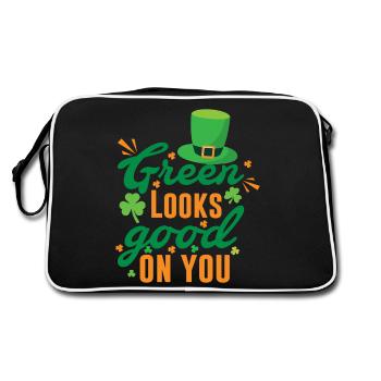 Green Looks Good On You St. Patrick's Day - Retro Bag - black/white - Back