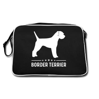 Border Terrier Chien Silhouette Blanche - Sac Retro - noir/blanc - Dos