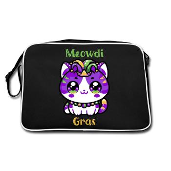 Meowdi Gras Cat Mardi Gras 2024 Kitten New Orleans - Retro Bag - black/white - Back