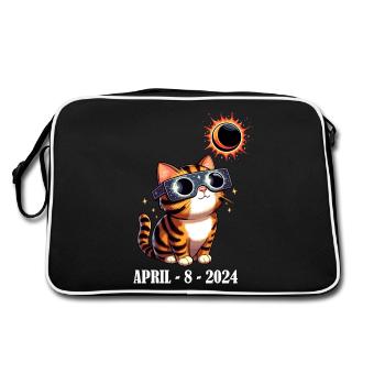 Eclipse Solaire Chat Avril Amérique Lune Drôle - Sac Retro - noir/blanc - Dos