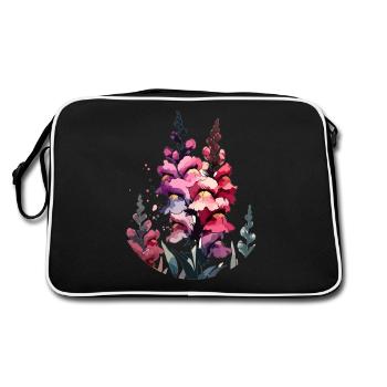 Löwenmäulchen gezeichnet - Retro Tasche - Schwarz/Weiß - Hinten