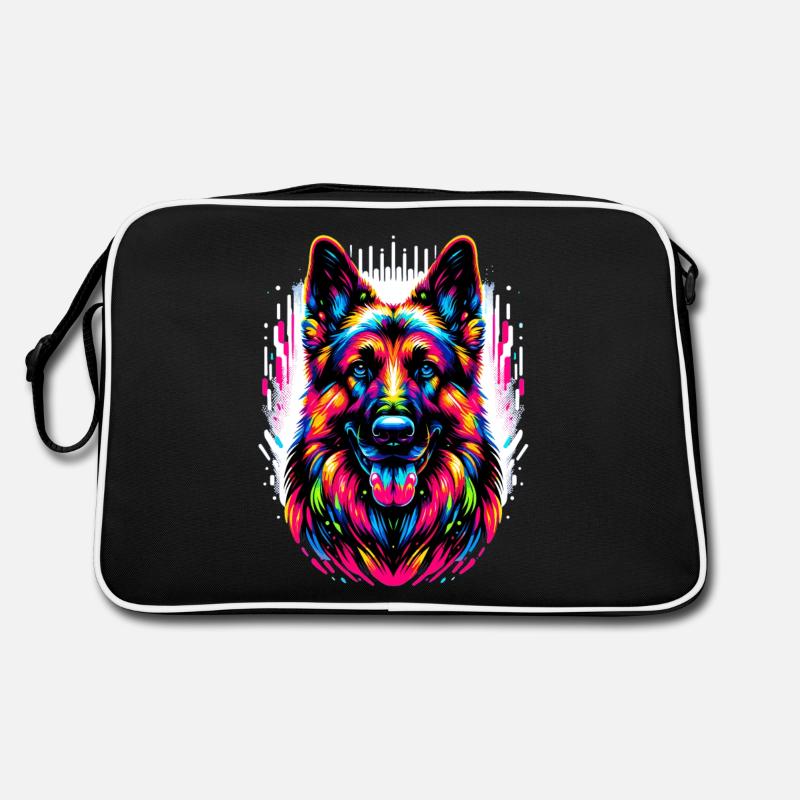 German Shepherd, German Shepherd - Retro Bag - black/white