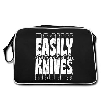 Facilement distrait par les couteaux Collectionneur de couteaux Hobby - Sac Retro - noir/blanc - Dos