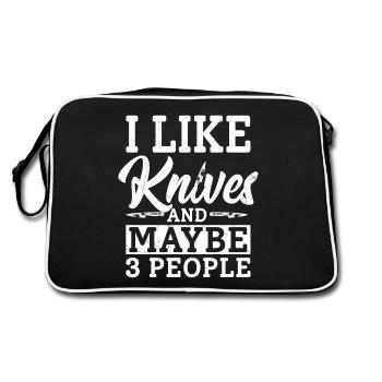 J’aime les couteaux et peut-être la plaque de cuisson collector de 3 personnes - Sac Retro - noir/blanc - Dos