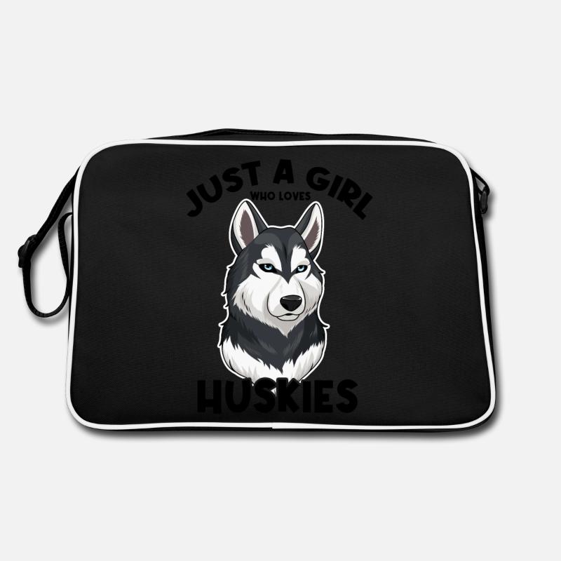 Nur ein Mädchen, das Huskys liebt Retro Tasche