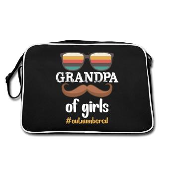 Opa der Mädchen in der Überzahl Opa der Mädchen - Retro Tasche - Schwarz/Weiß - Hinten