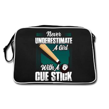 A Girl With A Cue Stick Billard Pool Billiard Play - Retro Tasche - Schwarz/Weiß - Hinten