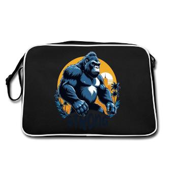 Gorilla with Gold Chain - Retro Bag - black/white - Back