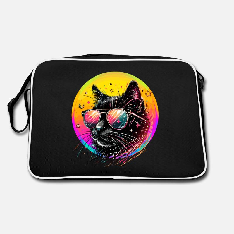 Chat chats maman néon lunettes de soleil 80 ' s Disco - Sac Retro - noir/blanc
