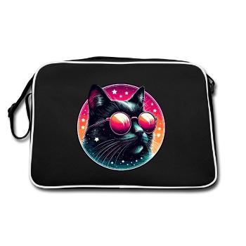 Chat Lunettes de soleil des années 80 Neon Cool Cat Fan Drôle - Sac Retro - noir/blanc - Dos