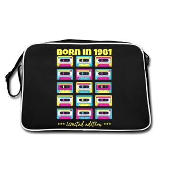 Jahrgang 1981 Klassische Kassette Originalgeschenk - Retro Tasche - Schwarz/Weiß - Hinten