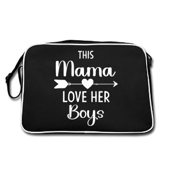 Maman cette maman aime la fête des mères drôle de ses garçons - Sac Retro - noir/blanc - Dos