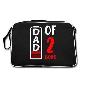Dad Of 2 Boys Low Battery Wishing Dad Dad - Retro Bag - black/white - Back