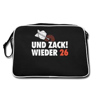 Darts Player Humor Zack 26 Tee - Retro Bag - black/white - Back