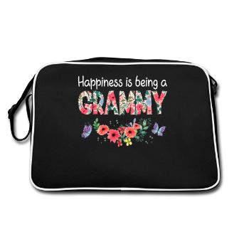 Happiness Is Being A Grammy Flower T Shirt Grammy - Retro Bag - black/white - Back