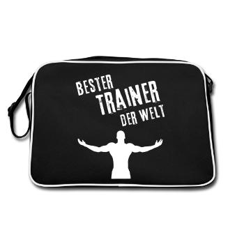 Bester Trainer Geschenk Bester Trainer der Welt - Retro Tasche - Schwarz/Weiß - Hinten
