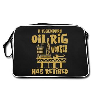 A Legendary Oil Rig Worker Has Retired Oilfield Ro - Retro Tasche - Schwarz/Weiß - Hinten