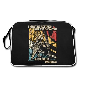 I May Be Retired But I'm Always A Oilfield Worker - Retro Tasche - Schwarz/Weiß - Hinten