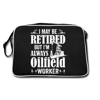 I May Be Retired But I'm Always A Oilfield Worker - Retro Tasche - Schwarz/Weiß - Hinten