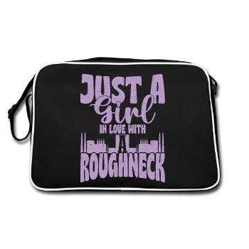 Just A Girl In Love With A Roughneck Oil Rig Oilfi - Retro Tasche - Schwarz/Weiß - Hinten