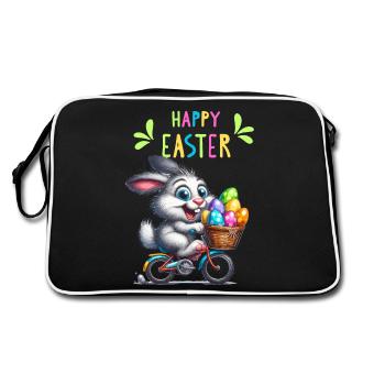 Lapin de Pâques Vélo Oeufs De Pâques Drôle Enfants - Sac Retro - noir/blanc - Dos