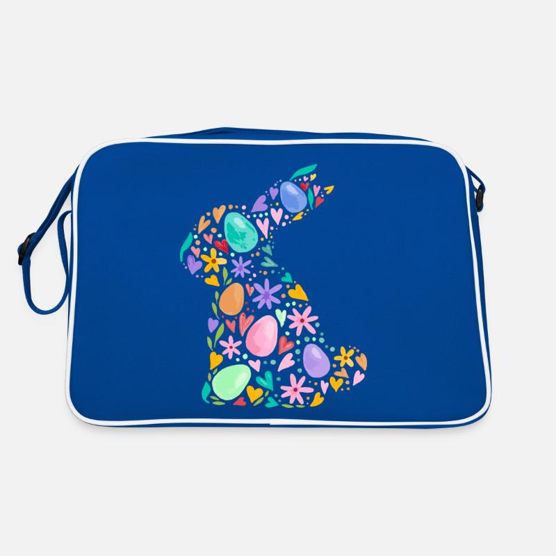 Colorful Easter Bunny Easter Eggs Flowers Easter Graphic Retro Bag