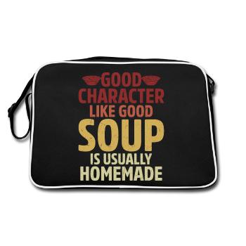 Bon caractère comme une bonne soupe est généralement faite maison - Sac Retro - noir/blanc - Dos