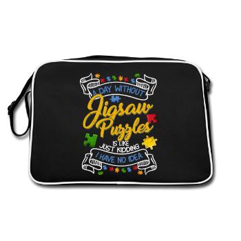 Une journée sans puzzle Résolution de pièces - Sac Retro - noir/blanc - Dos