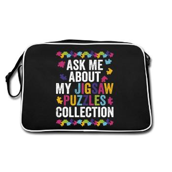 Posez-moi des questions sur la résolution de ma collection de puzzles - Sac Retro - noir/blanc - Dos