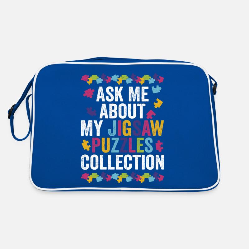 Ask Me About My Jigsaw Puzzles Collection Solving Retro Bag