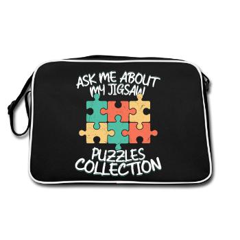 Posez-moi des questions sur ma pièce de la collection Jigsaw Puzzles alors - Sac Retro - noir/blanc - Dos