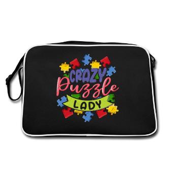 Crazy Puzzle Lady Jigsaw Puzzle pièce - Sac Retro - noir/blanc - Dos