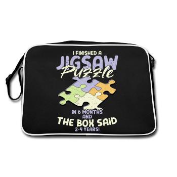 I Finished A Jigsaw Puzzle Piece Solving - Retro Tasche - Schwarz/Weiß - Hinten