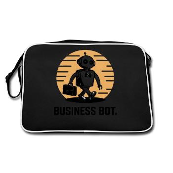 Robot with Bowtie and Briefcase - Business Bot Art - Retro Bag - black/white - Back
