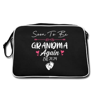 Bald Oma 2024 Muttertag für neuen Großvater - Retro Tasche - Schwarz/Weiß - Hinten