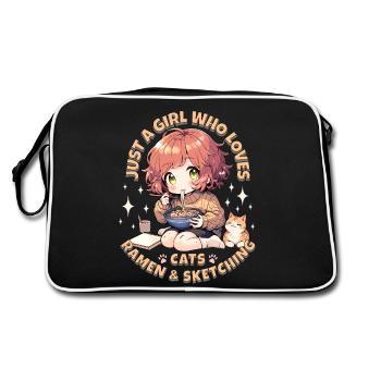 Juste une fille qui aime les chats, les ramen et le croquis - Sac Retro - noir/blanc - Dos