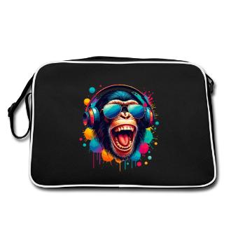 DJ Monkey Chimpanzé Casque De Musique Singe Cool - Sac Retro - noir/blanc - Dos