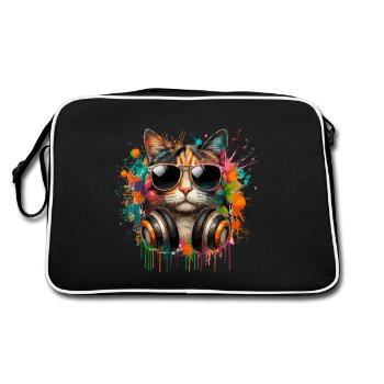 Chat Chats Maman Musique Casque Lunettes De Soleil Amusant - Sac Retro - noir/blanc - Dos