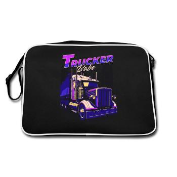 Trucker Babe Damen Truck Lifestyle Tee - Retro Tasche - Schwarz/Weiß - Hinten
