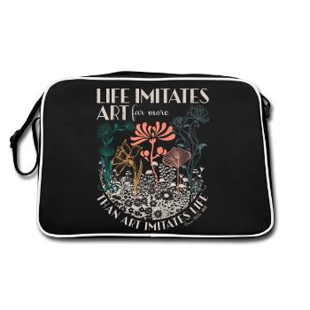 Oscar Wilde quote Art Nouveau retro floral design - Retro Bag - black/white - Back