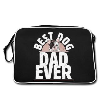 Meilleur Papa De Chien Jamais Frenchie Bouledogue Français - Sac Retro - noir/blanc - Dos