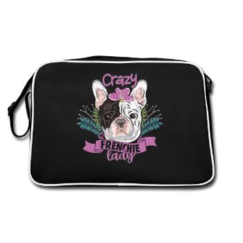 Crazy Frenchie Lady Owner French Bulldog - Retro Bag - black/white - Back