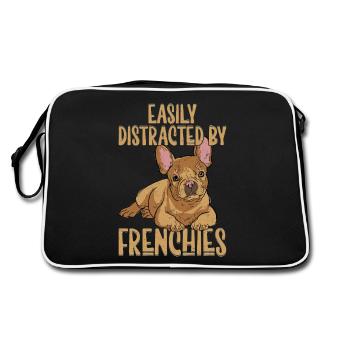 Easily Distracted By Frenchies Owner French Bulldo - Retro Bag - black/white - Back