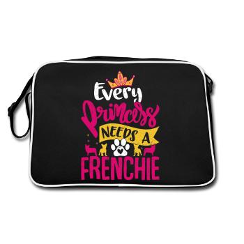 Chaque princesse a besoin d’un chien Frenchie Bouledogue français - Sac Retro - noir/blanc - Dos