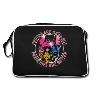 People Are Okay But Frenchies Dog Owner French Bul - Retro Bag - black/white - Back