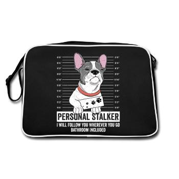 Personal Stalker I Will Follow French Bulldog Dog - Retro Tasche - Schwarz/Weiß - Hinten