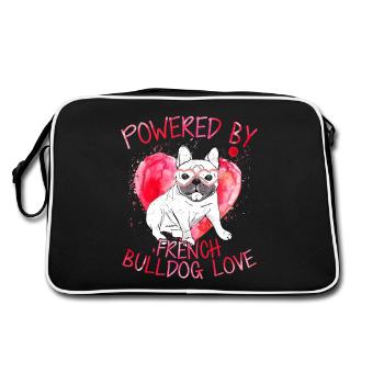 Powered By French Bulldog Love Dog Owner Frenchie - Retro Bag - black/white - Back