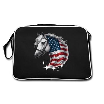 Étoiles et rayures du cheval du Jour de l'Indépendance de l'Amérique - Sac Retro - noir/blanc - Dos
